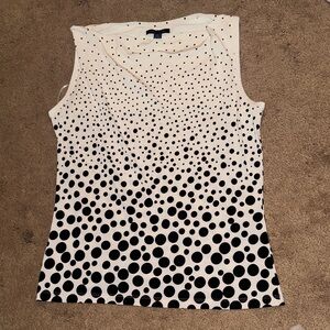 Tommy Hilfiger White Business Casual Tank Top with Black Gradient Polka Dots